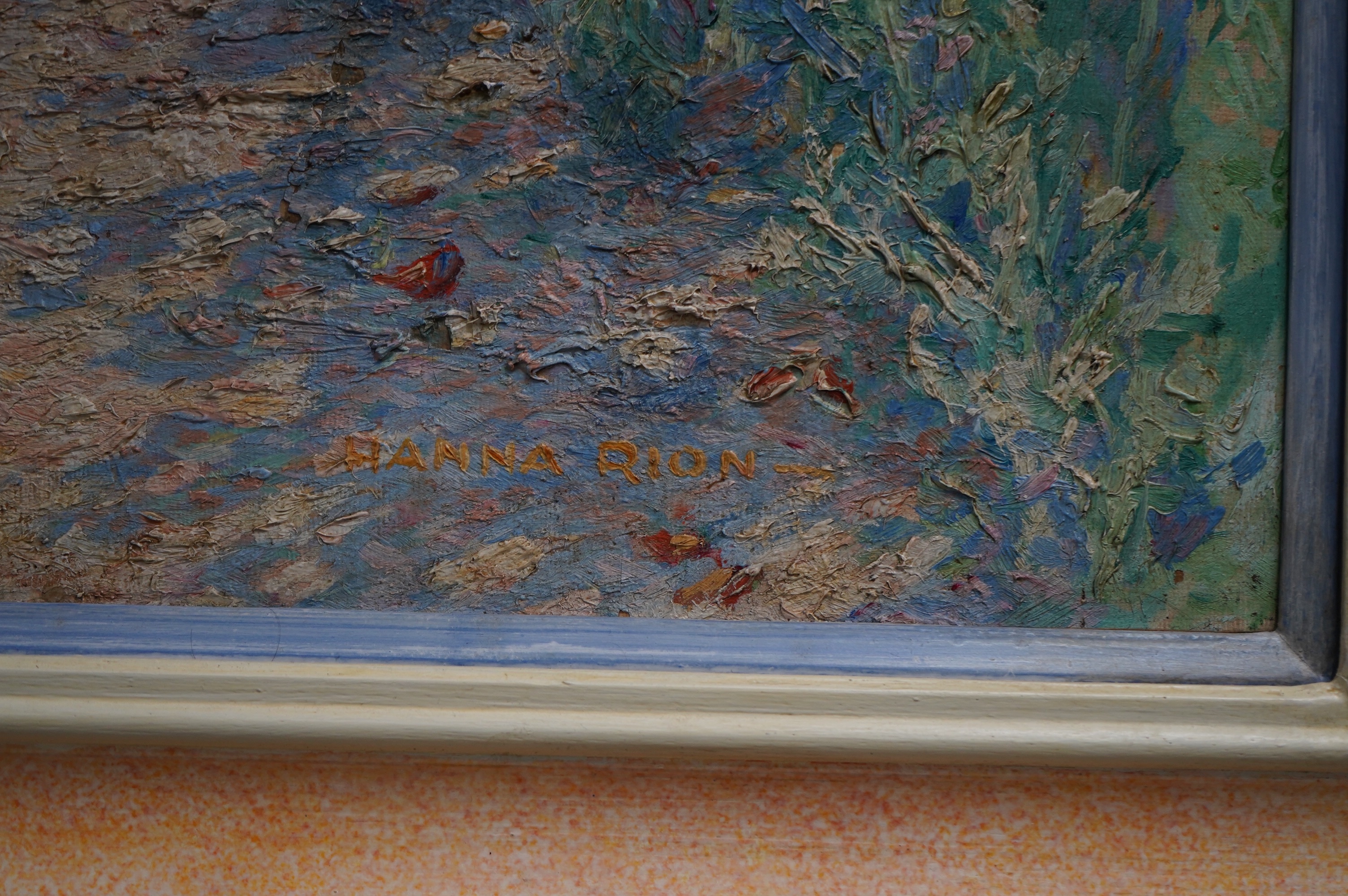 Hanna Rion (1875-1924), Impressionist oil on canvas, Chateau garden, singed, 75 x 53cm. Condition - good